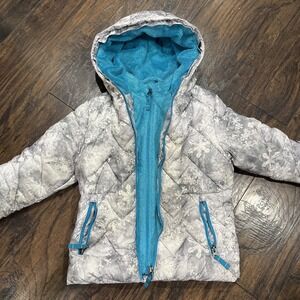 Snozu Quilted Hooded Ski Jacket Girls Size 6 Fleece Lined Warm Winter Coat